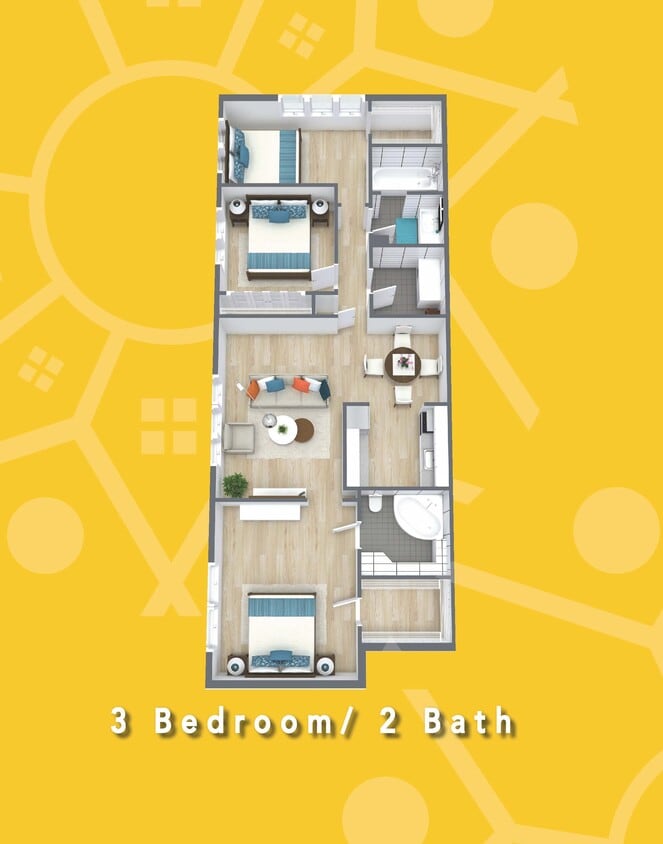 Floor Plan - 3 Bedroom 2 Bath