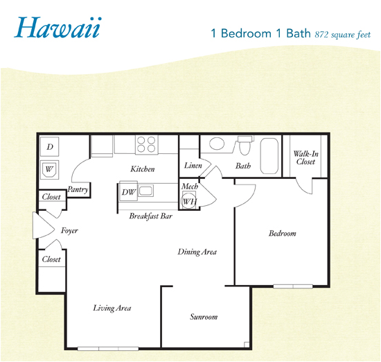 Hawaii - OneBR.png - A8 - Hawaii - One Bedroom, One Bathroom