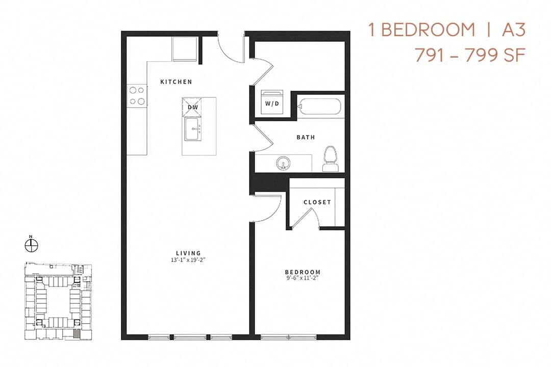 Floor Plan - One Bedroom A3