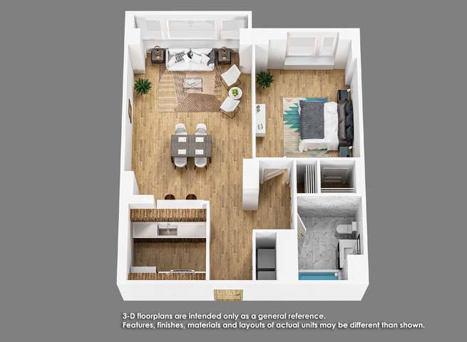Floor Plan - 1 Bedroom 1 Bath- A02