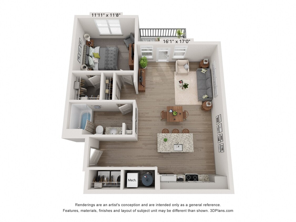 Floor Plan - 1 Bed 1 Bath