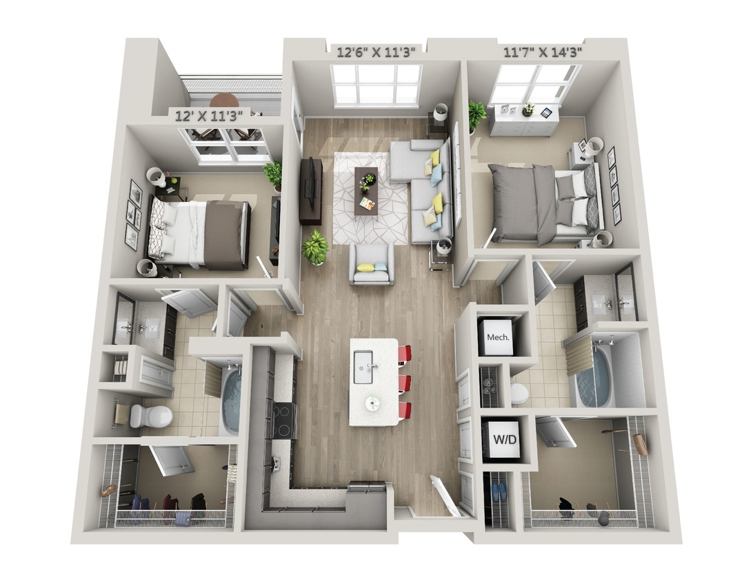 Floor Plan - C1b 2 Bedroom 2 Bath