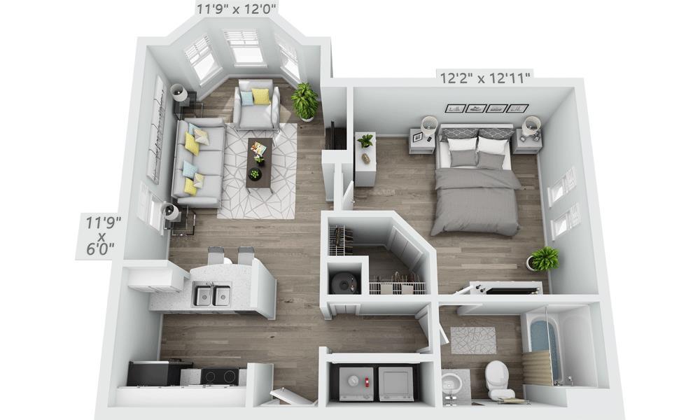 Floor Plan - One Bedroom A1B