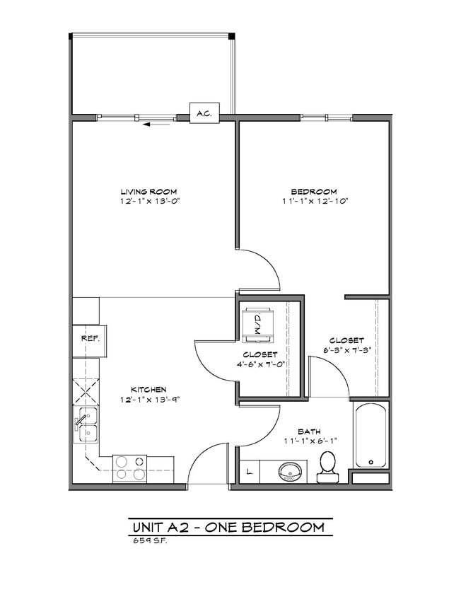 Floor Plan - Urban Meadows 4 - 1 Bed - 1 Bath