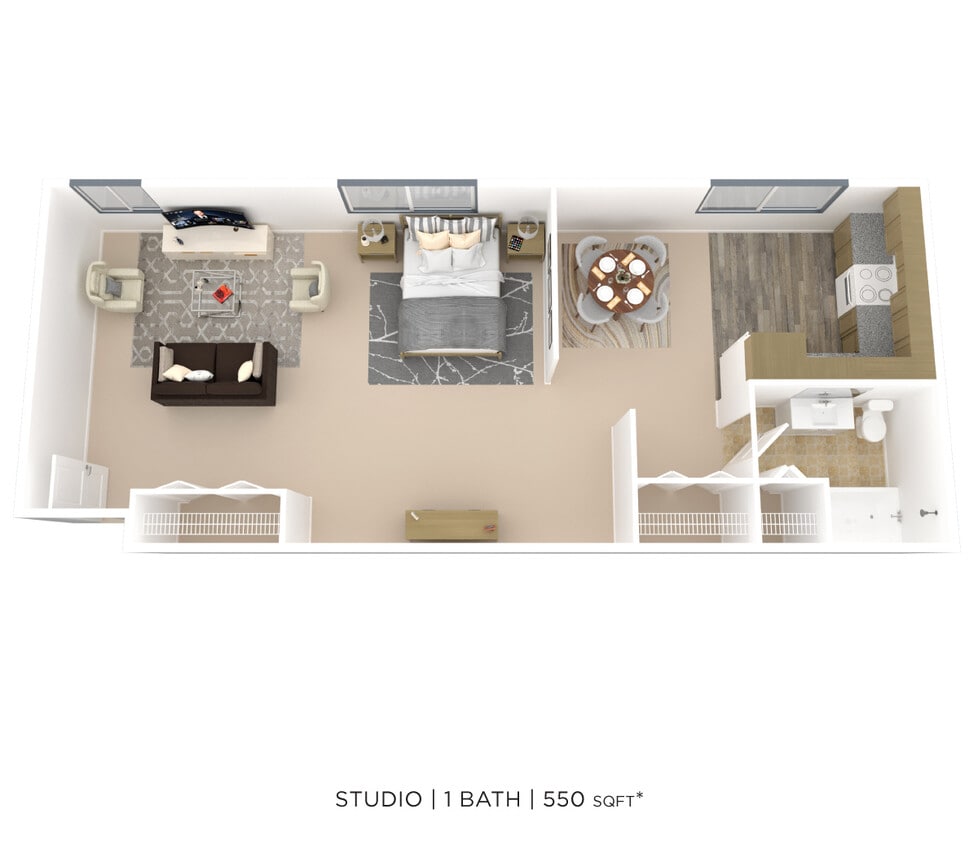 Floor Plan - Studio- 550 sqft
