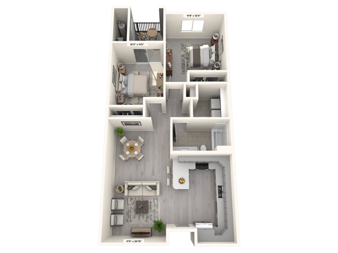Floor Plan - 2 bed/1 bath