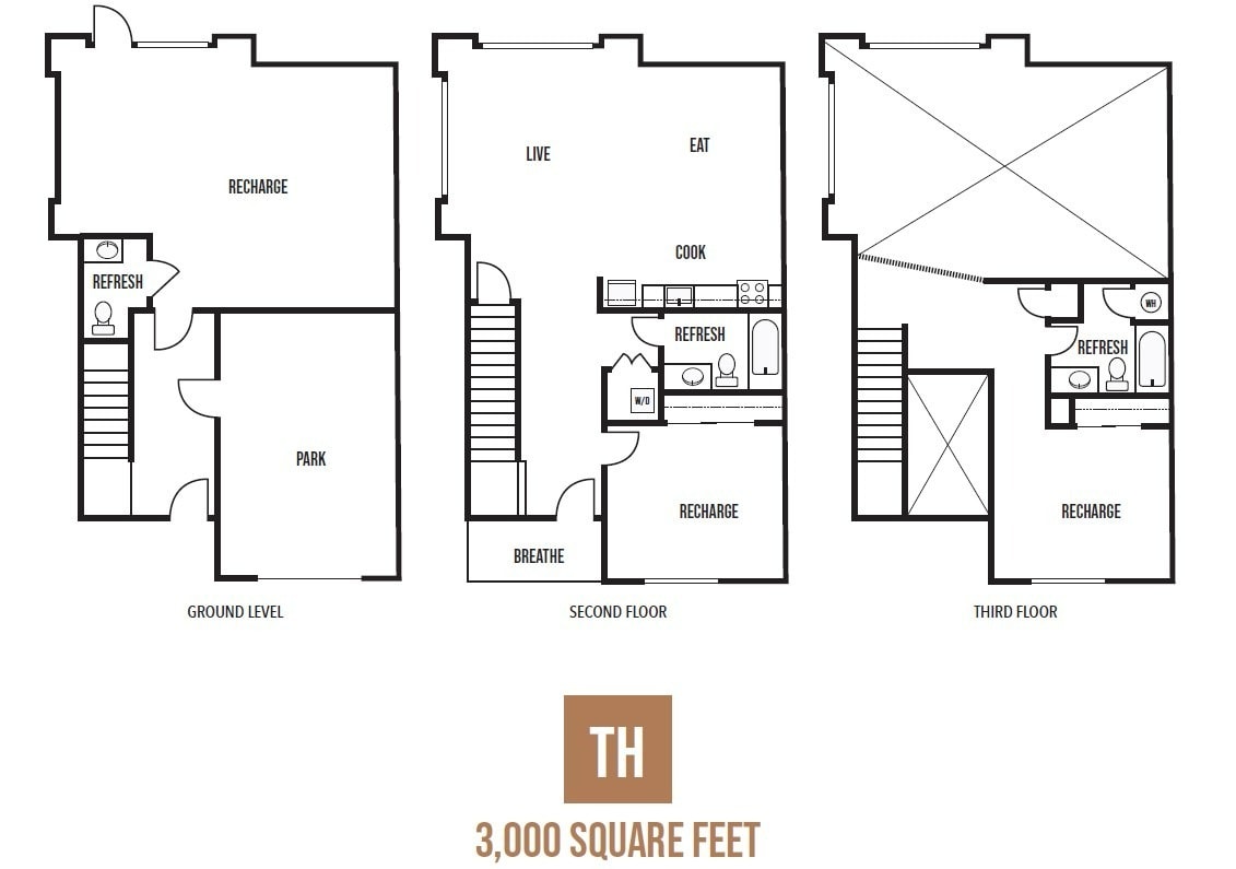 3 Bedroom 2.5 Bathroom - Three Bedroom