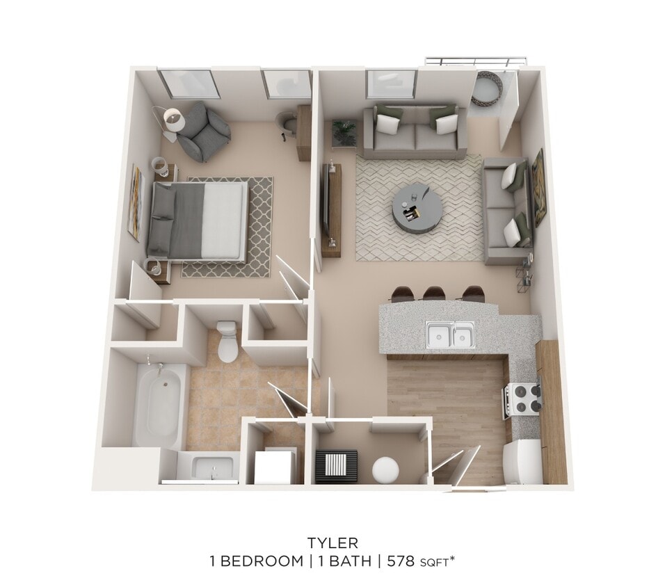 Floor Plan - One Bedroom- Tyler