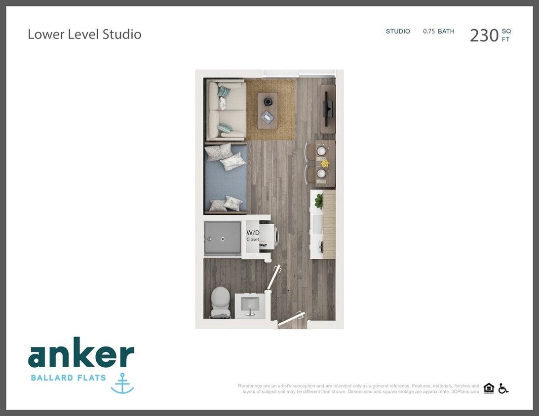 Floor Plan - Lower Level Studio
