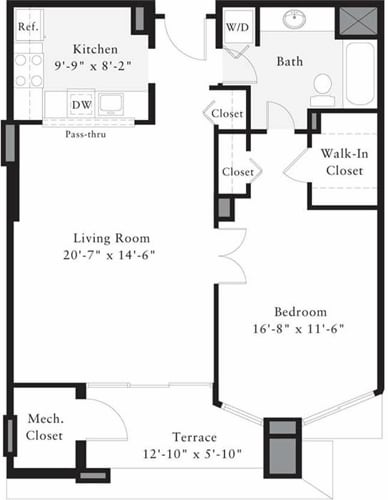 Floor Plan - 1 Bedroom M