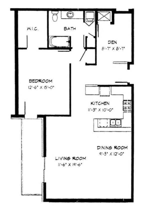1 Bed + Den / 1 Bath - 1,072 SF - 1 Bed / 1 Bath + Den - 1,072 SF