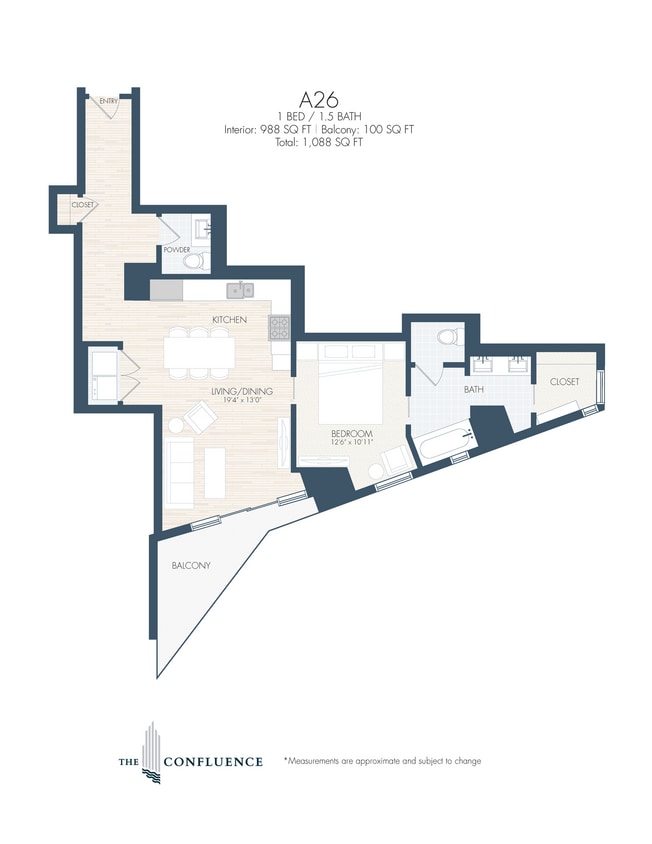 Floor Plan - A26 | Tower 1 Bedroom