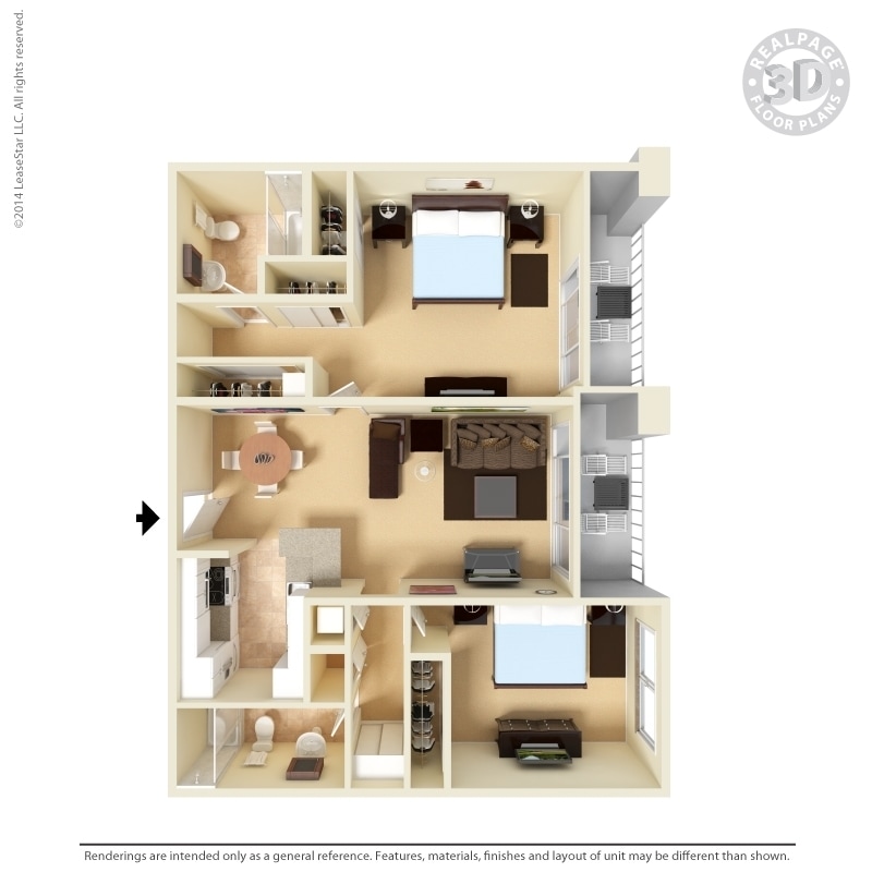 Floor Plan - Two Bedroom Two Bath
