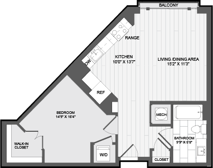 Floor Plan - 1 Bed1 Bath JR-.5E