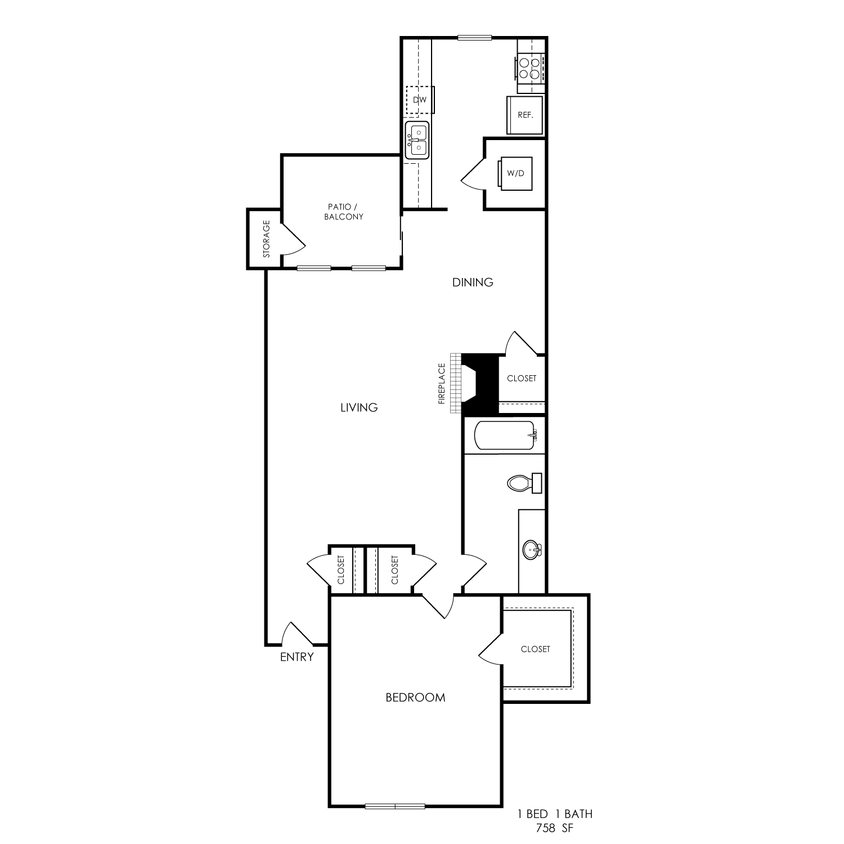 S2-Grant-Floorplans-1x1 763_1x1 758 sf.png - 1 Bedroom 1 Bath