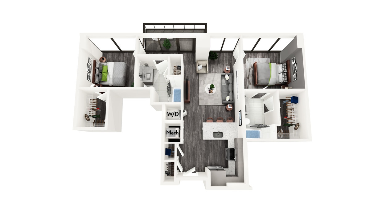 Floor Plan - AZC1 2 BEDROOM AND 2 BATH