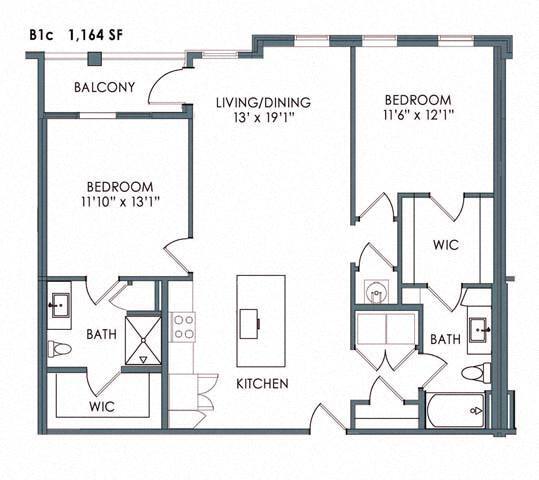 Floor Plan - Two Bedroom Two Bathroom