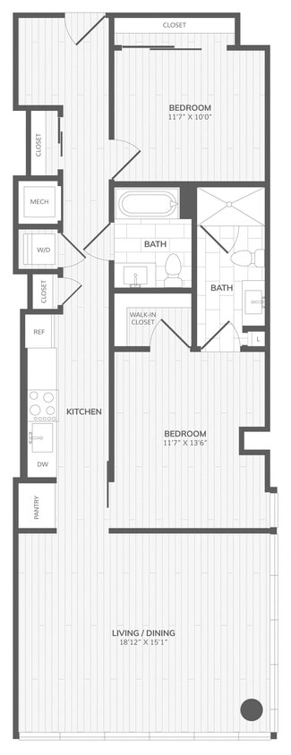 Floor Plan - 2 Bed/2 Bath-G East Medley