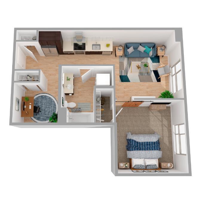 Floor Plan - 1 Bed/1 Bath Den-a83.1