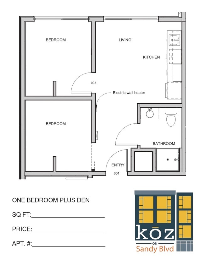 Floor Plan - 1 Bed with Den