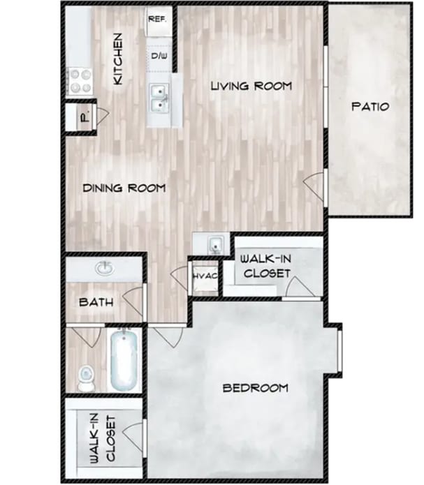 1 bed 1 bath 726 - BR 1x1