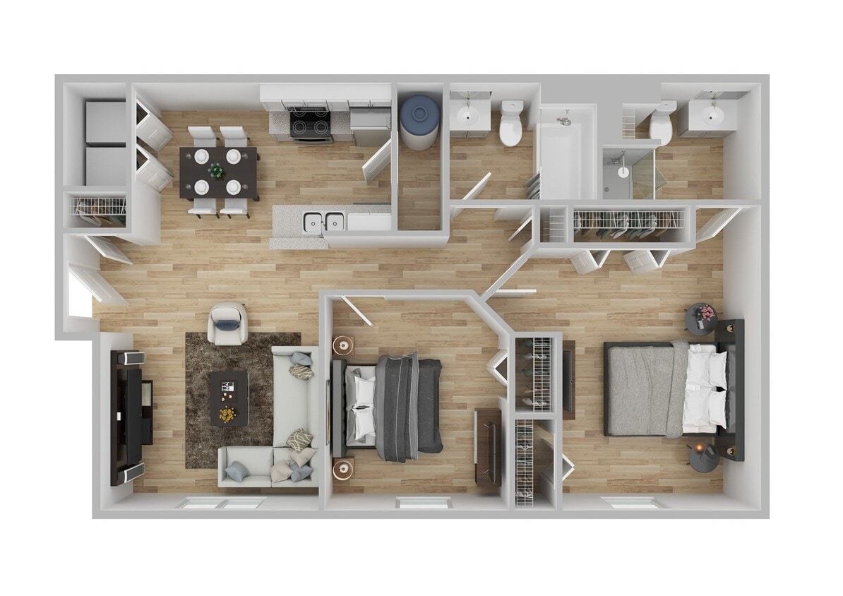 2 Bedroom - 2 | 2BD, 2BA | 949SF - Two Bedroom - 2