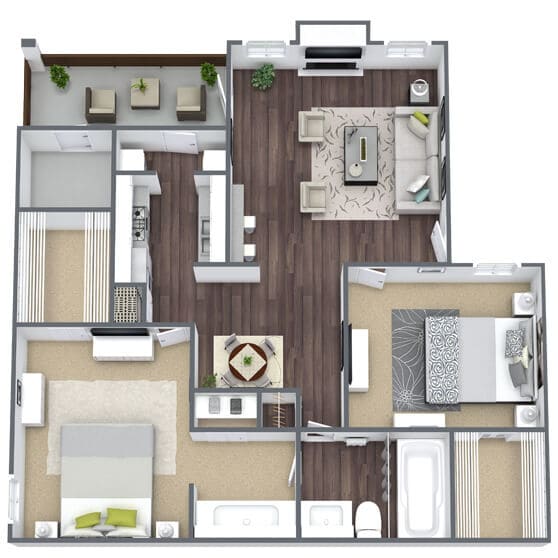 Floor Plan - B1 - with Patio