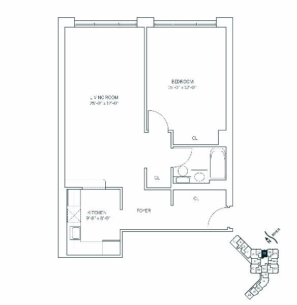 Floor Plan - ATLANTIC - 1 Bedroom One Bathroom