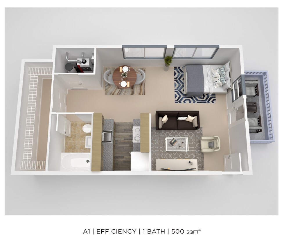 Floor Plan - Studio - 500 sqft