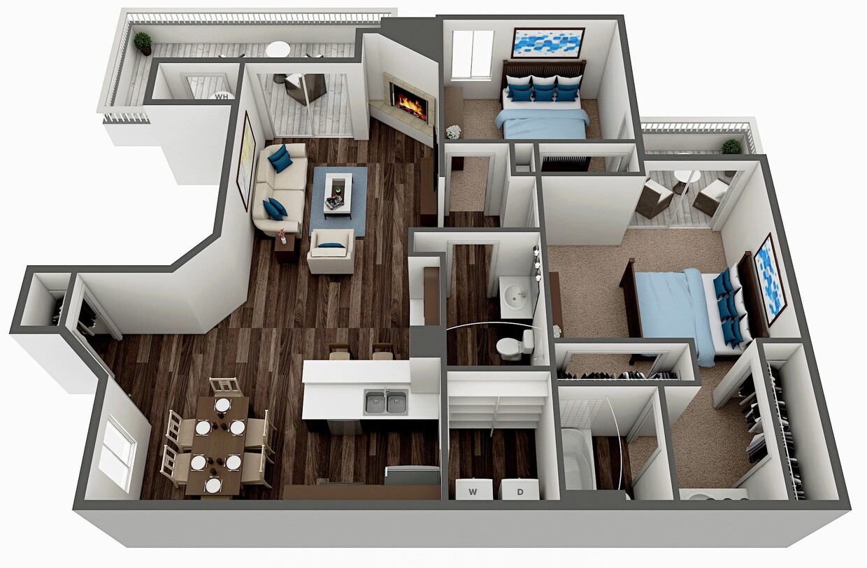 Floor Plan - 2 Bed 2 Bath - B1