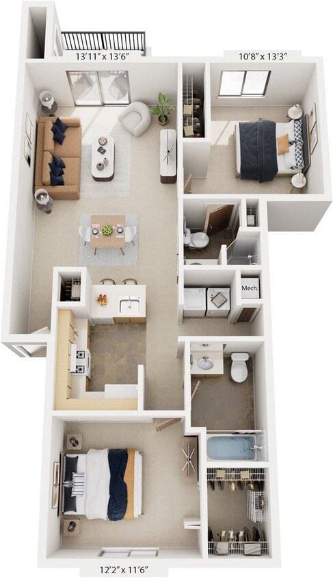 Floor Plan - Two Bedroom Two Bath - GR
