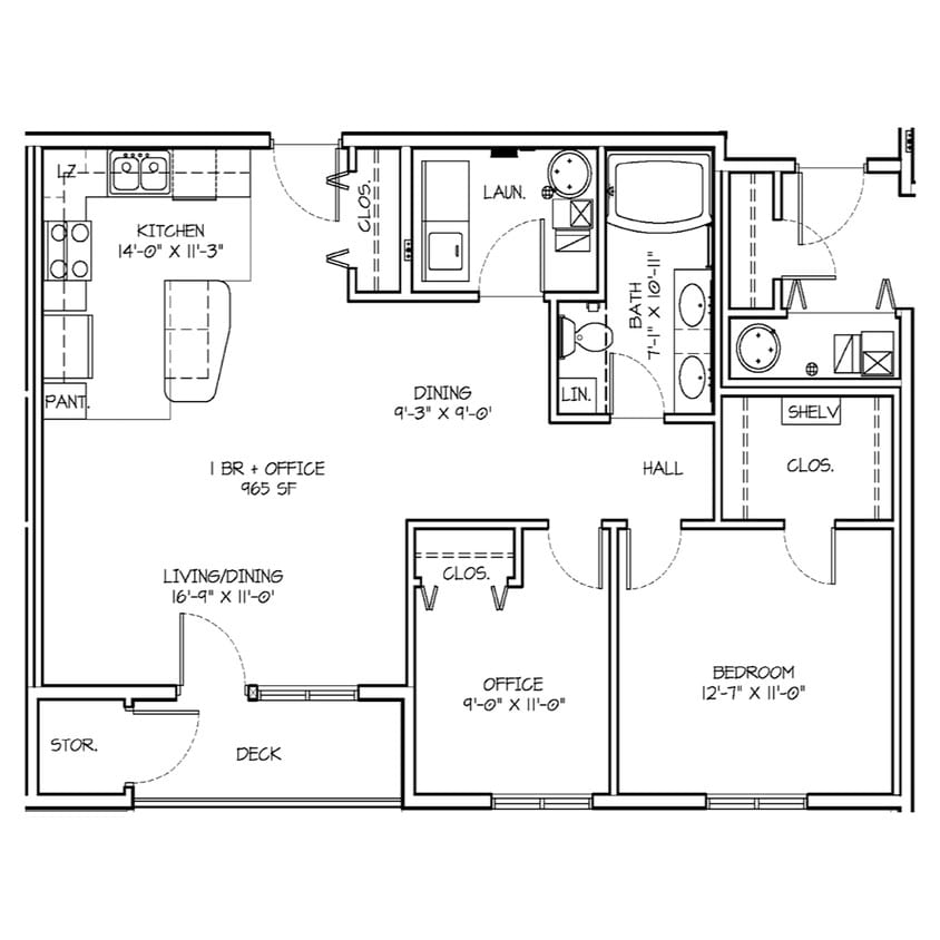 Floor Plan - One Bedroom plus Study