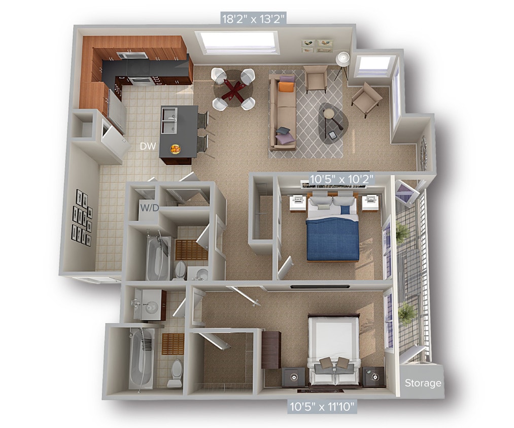 Floor Plan - 2 Bed 2 Bath 1118