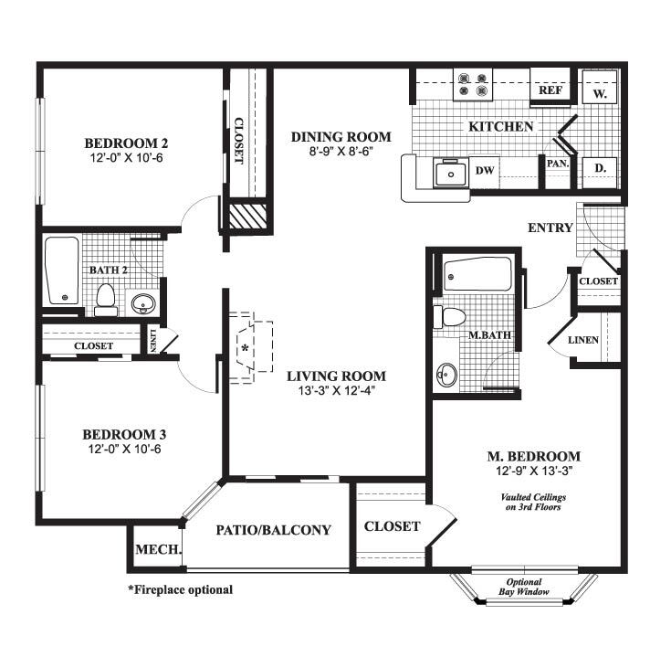 Floor Plan - Three Bedroom Renovated