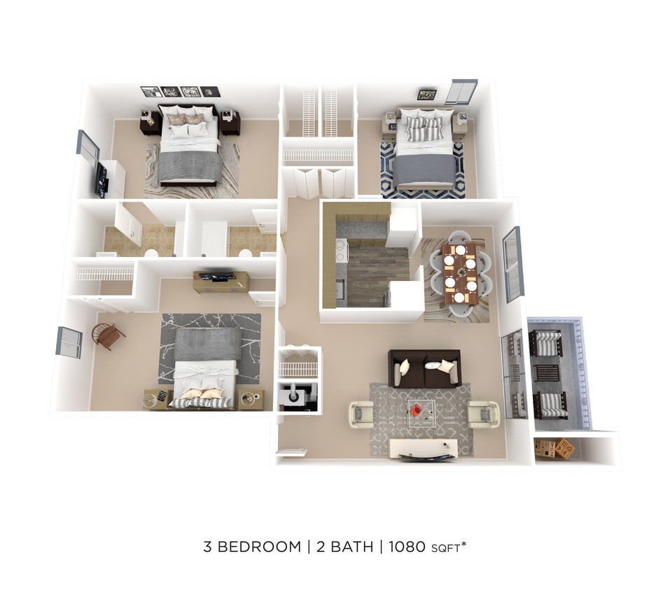 MonarchCrossing_3Bed_2Bath_1080sqft - 3b2b Platinum Unit