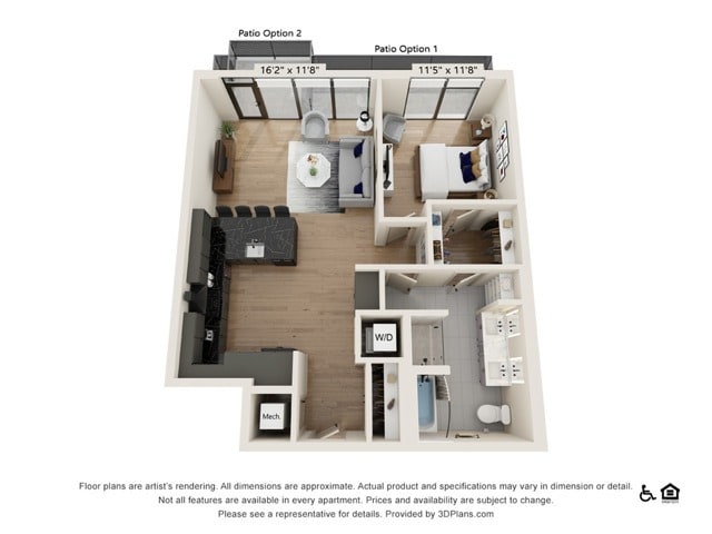 One Bedroom One Bath Penthouse (923 SF) - One Bedroom One Bath Penthouse (923 SF)