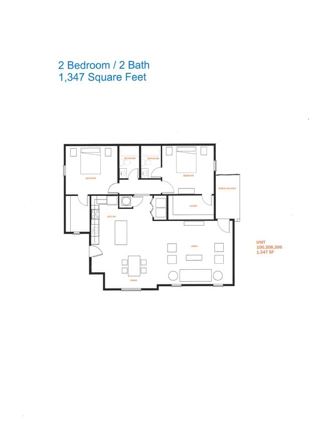 F-1347 sq ft 2 bedroom/2 bathroom - F