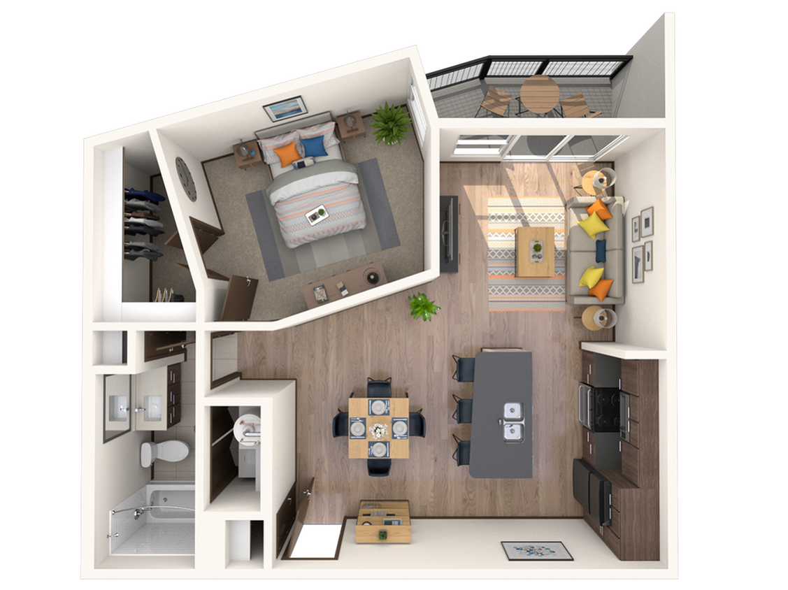 1 Bedroom | 1 Bath | 771 SF - A1b
