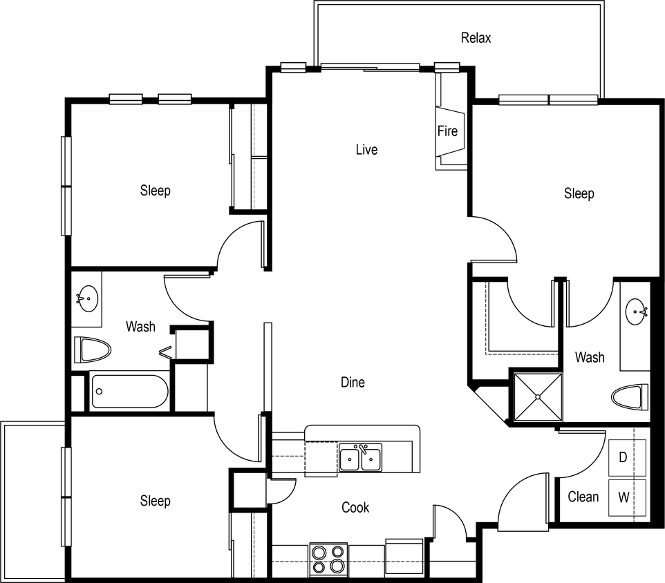 Floor Plan - 3x2 A - Standard