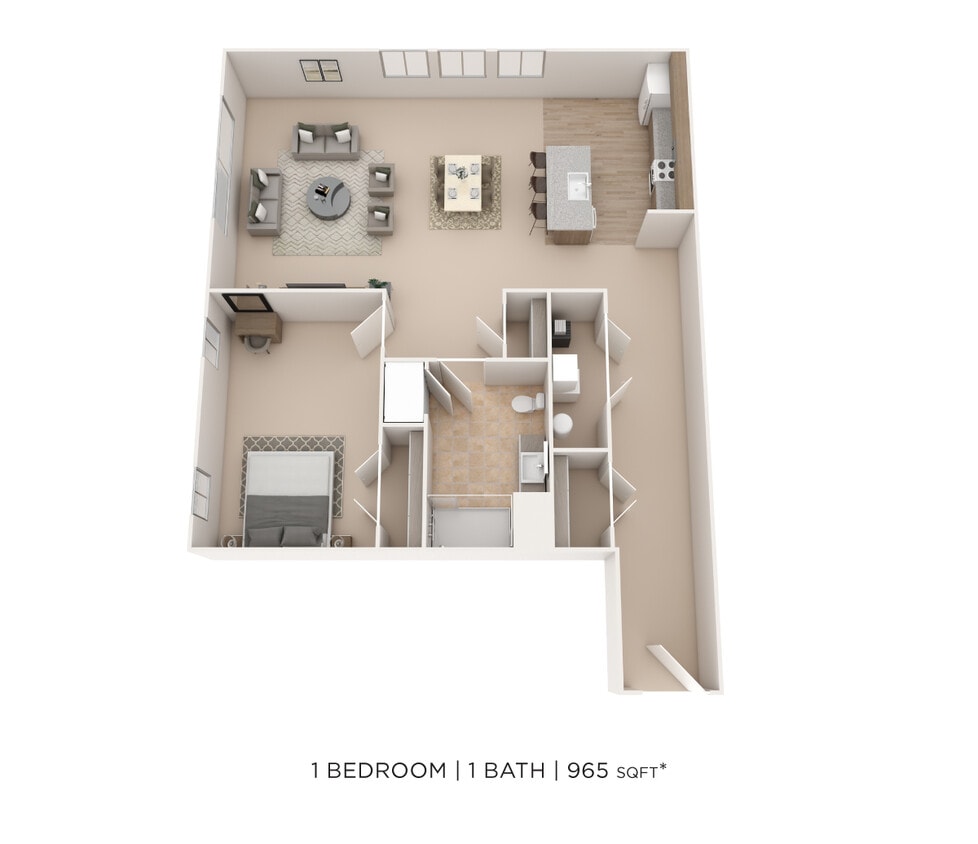 Floor Plan - One Bedroom- 965 sqft