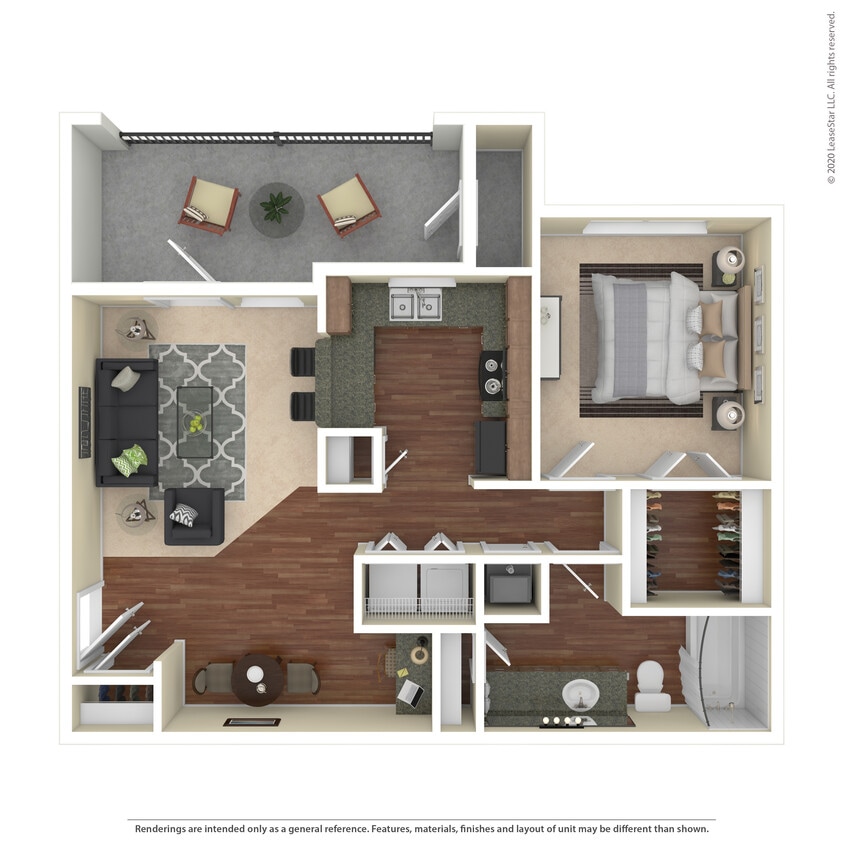 Floor Plan - 1 Bed 1 Bath 930 SqFt (759 Net)
