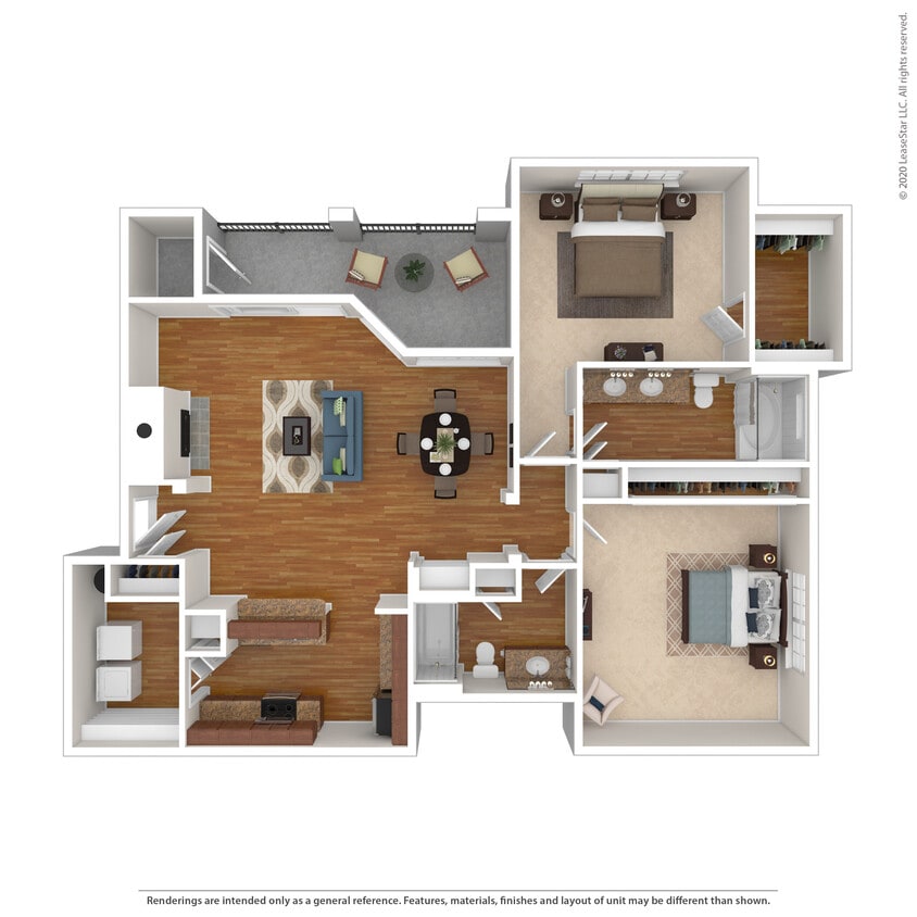 Floor Plan - 2 Bed 2 Bath 1457 SqFt (1313 Net)