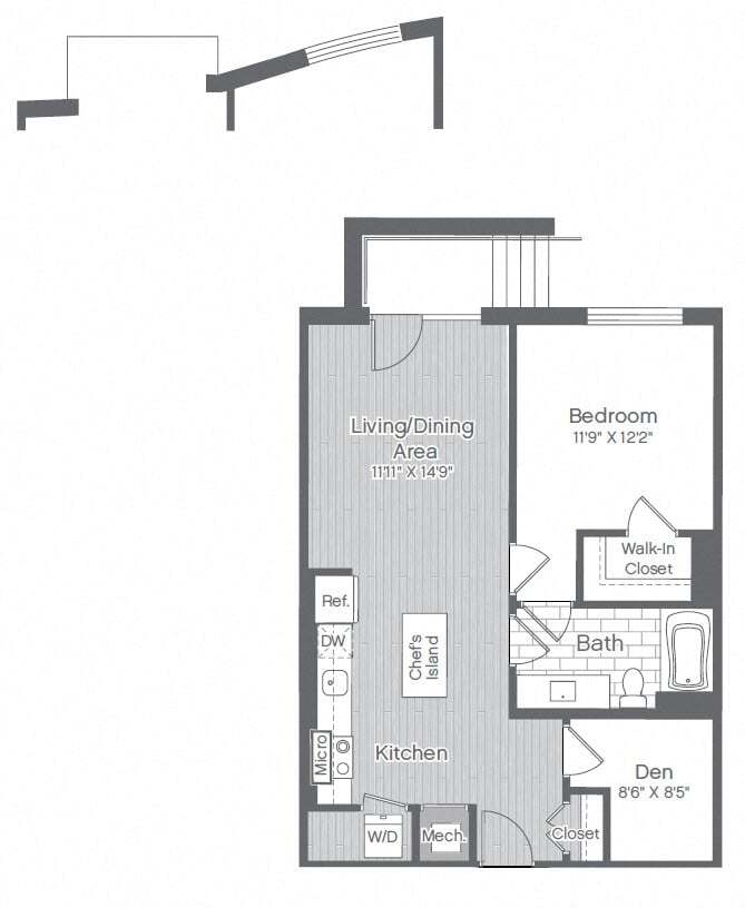 Floor Plan - 1 Bed/1 Bath Den-B1NB
