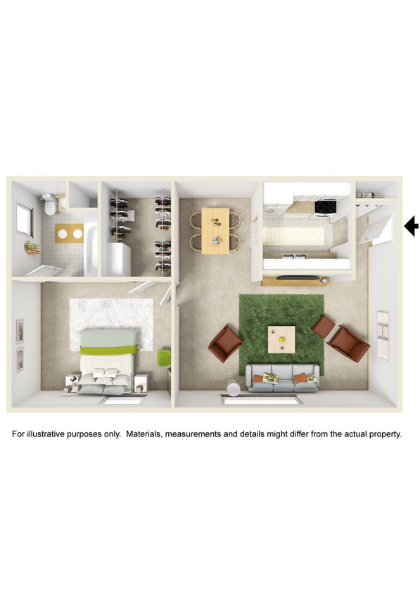 Floor Plan - HUD Subsidized - 1 BR
