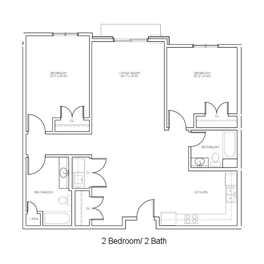 Floor Plan - 2 Bed 2 Bath | 1152 sqft