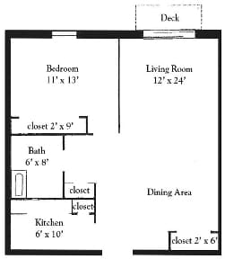 Floor Plan - 1 Bedroom Unit