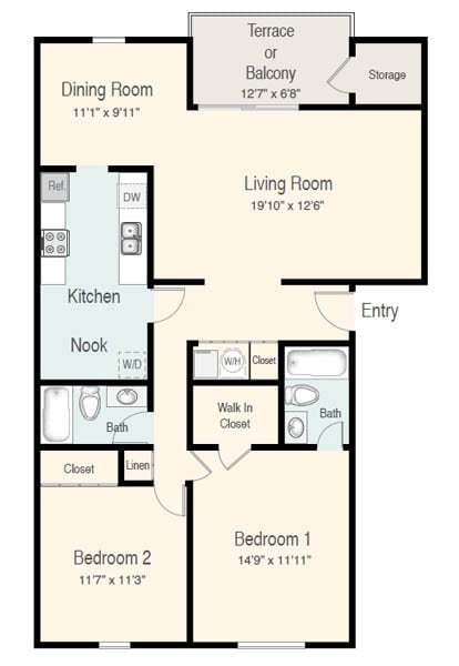 2BR/2BA - 2BR/2BA