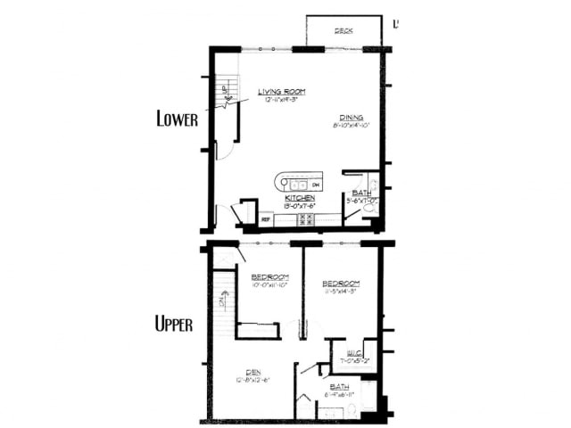 2 Bed + Den / 1.5 Bath - 1,522 SF - 2 Bed / 1.5 Bath + Den - 1,522 SF