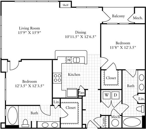 Floor Plan - 2 Bedrooms C