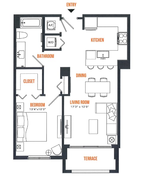 Landmark_A2.png - 1 Bed / 1 Bath